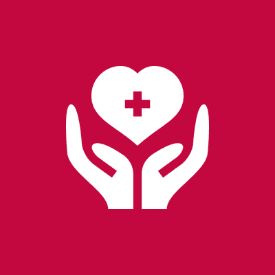 Hands holding heart with medical cross.